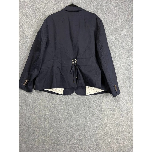 Talbots Blazer Women 22 W Navy Blue Long Sleeve Double Button Back Tie Detail - Picture 6 of 12